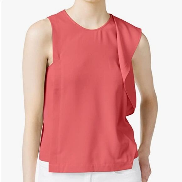 RACHEL Rachel Roy watermelon Crepe Cascade Ruffle Blouse. New. Size 6. - Picture 1 of 8